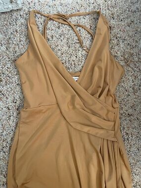 Baltic Born Stretch Wrap Dress in Camel Tan